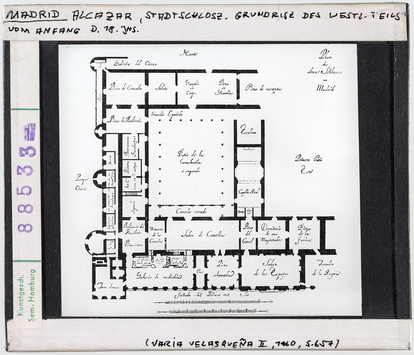 Vorschaubild Madrid, Alcázar: Grundriss des westlichen Teils vom Anfang des 18. Jhs. 